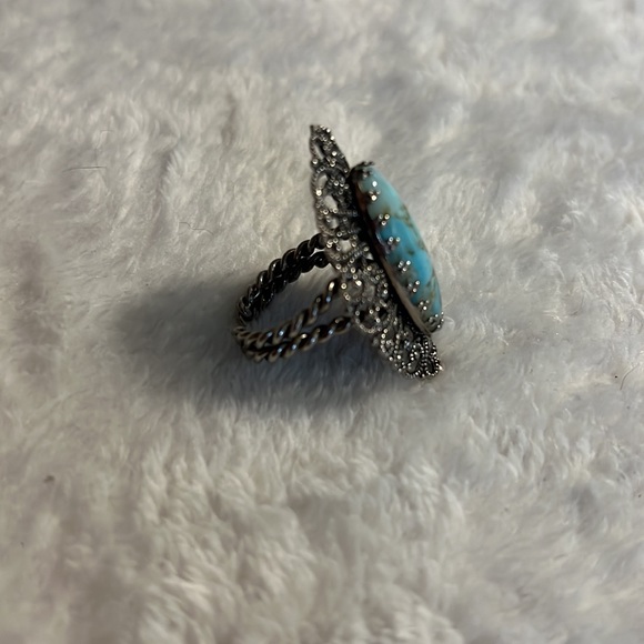 Western Germany Turquoise Colored Filigree Ring - Picture 7 of 9